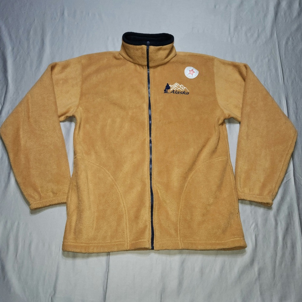 Tipsy Vintage Alaska Fleece Jacket Mens Medium Tan Full Zip Made in USA Mountain